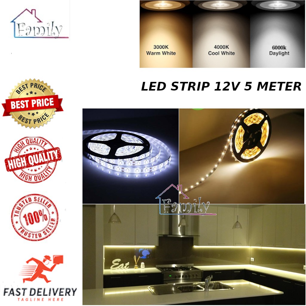 LED SUPER BRIGHT LED STRIP LIGHT 5M COOL WHITE / DAYLIGHT / WARM