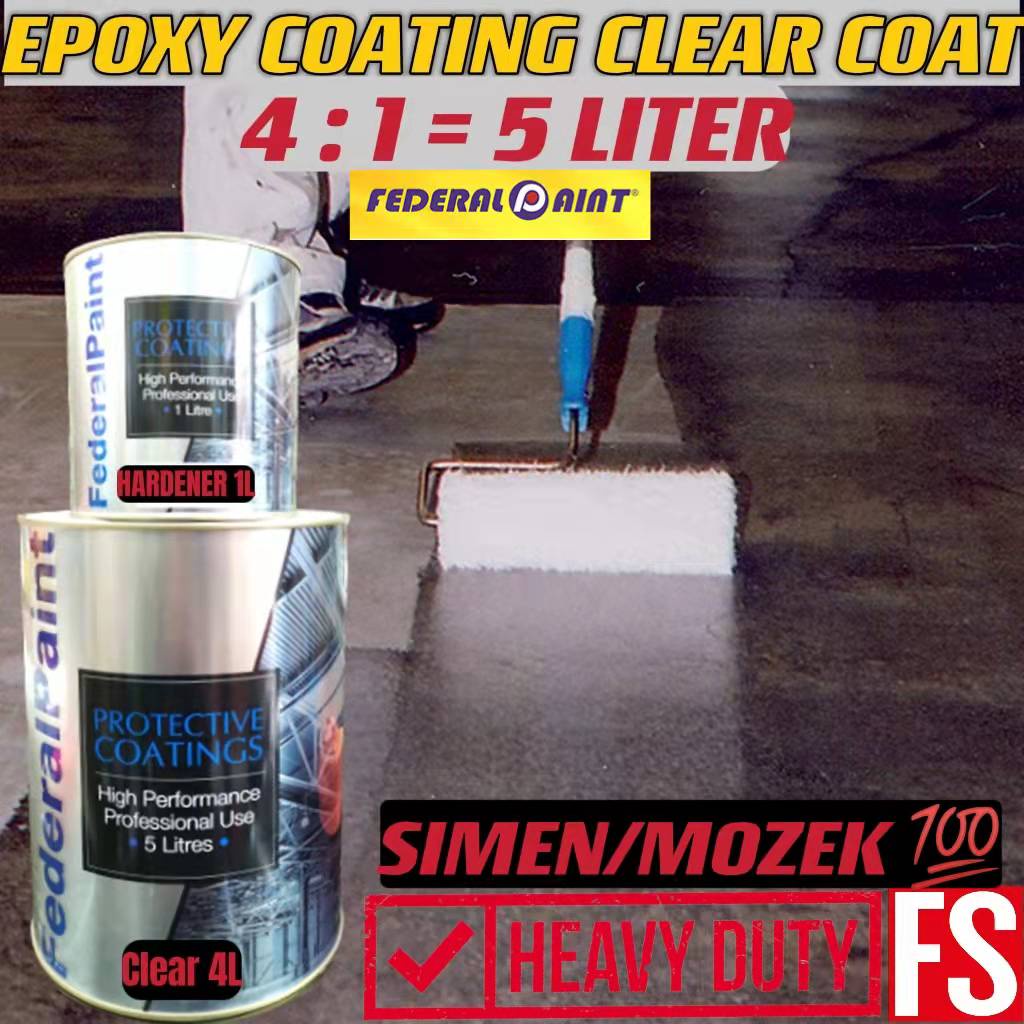 (5L CLEAR COAT Epoxy FEDERAL PAINT ) Epoxy Colour Flake Coating Clear