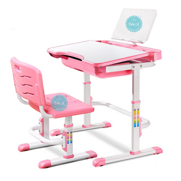 Height Adjustable Ergonomic Children Study Table Chair Set Pink or