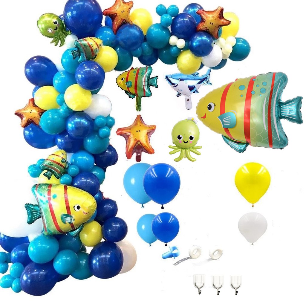 127pcs Kids Birthday Supplies Under The Sea Balloon Garland Fish