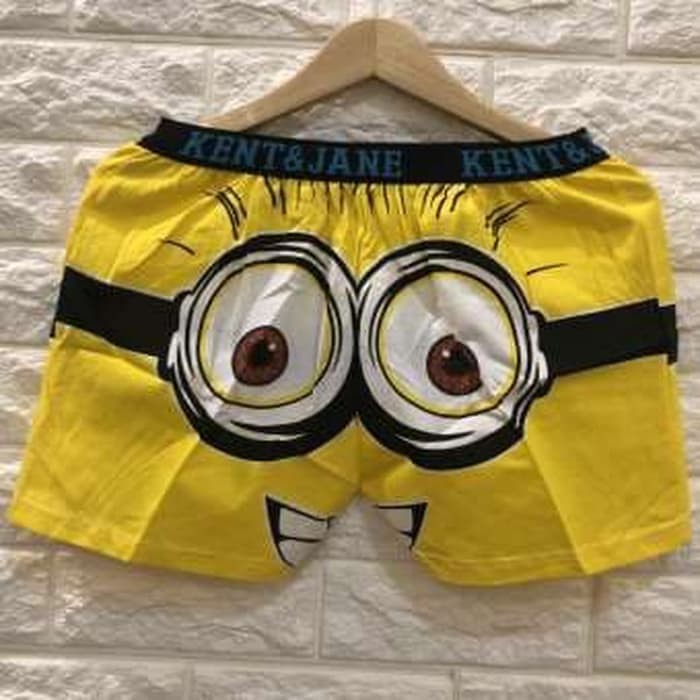 Character Boxer Shorts / Men's And Women's Boxer Shorts Yellow Minion Eyes Cotton Material