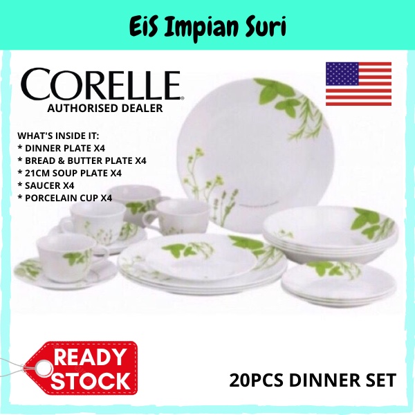 (Ready Stock!!) Corelle European Herb 20pcs Dinnerware Set (20VEHP