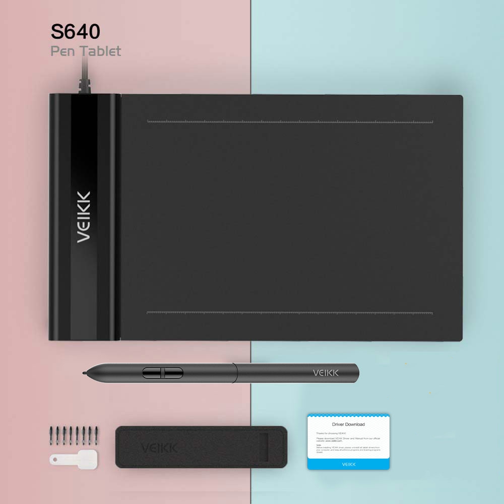 VEIKK S640 Graphic Tablet 6x4 Inch UltraThin OSU Drawing Tablet with