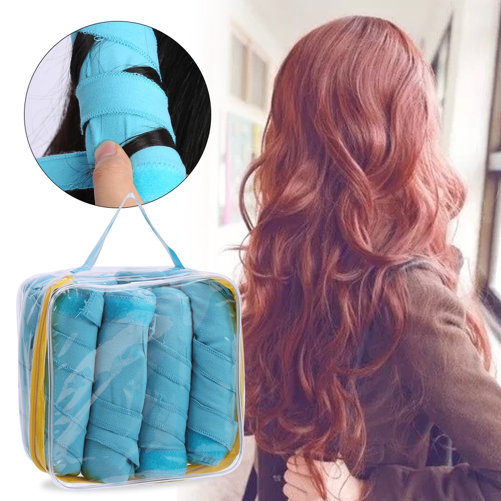 8Pcs Nonelectric Hair Curler Sponge Roller Styler in Sleep Curly Hair