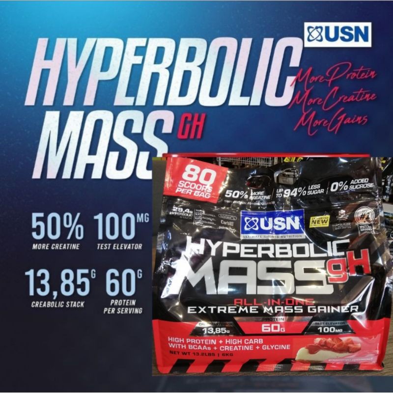 USN Hyperbolic Mass gH 6kg AllInOne Extreme Weight Gainer BULKING