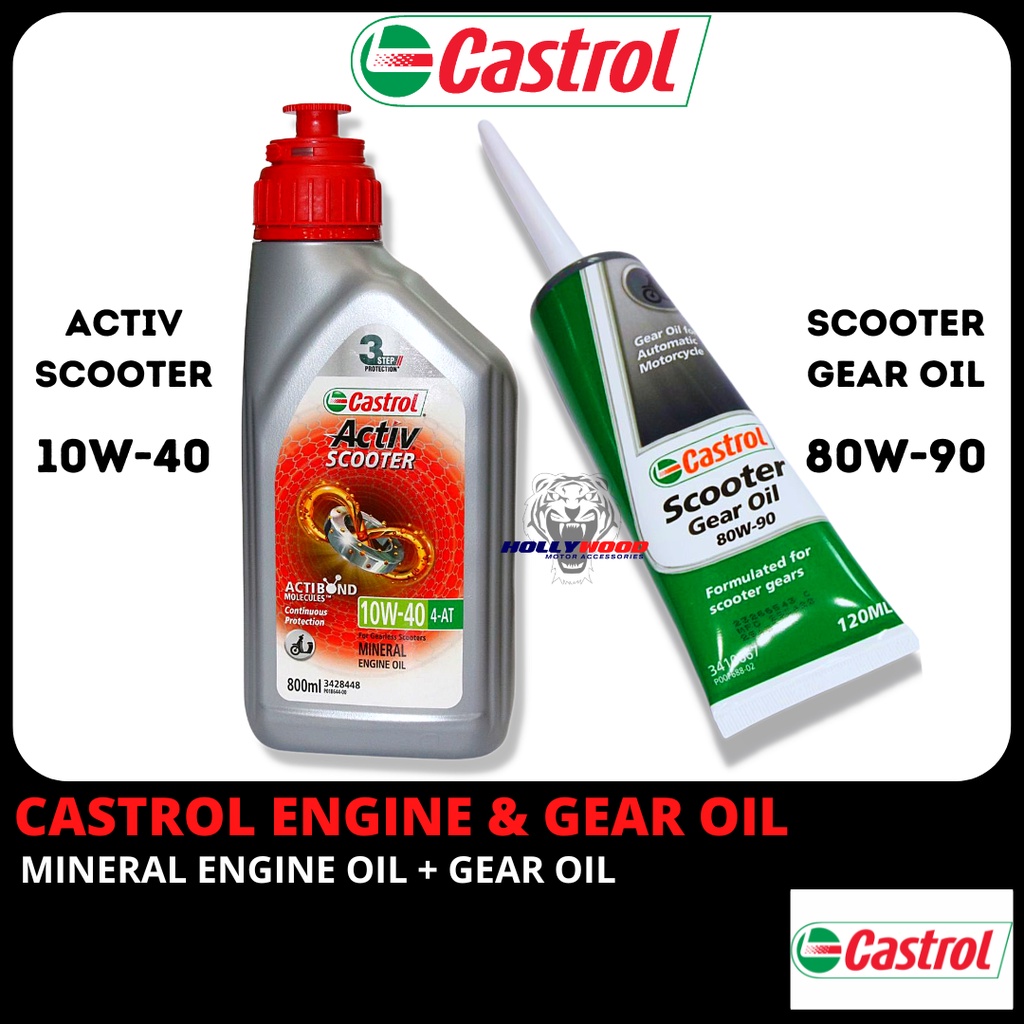 CASTROL 4T ACTIVE SCOOTER ENGINE OIL 10W40 0.8L & SCOOTER GEAR OIL