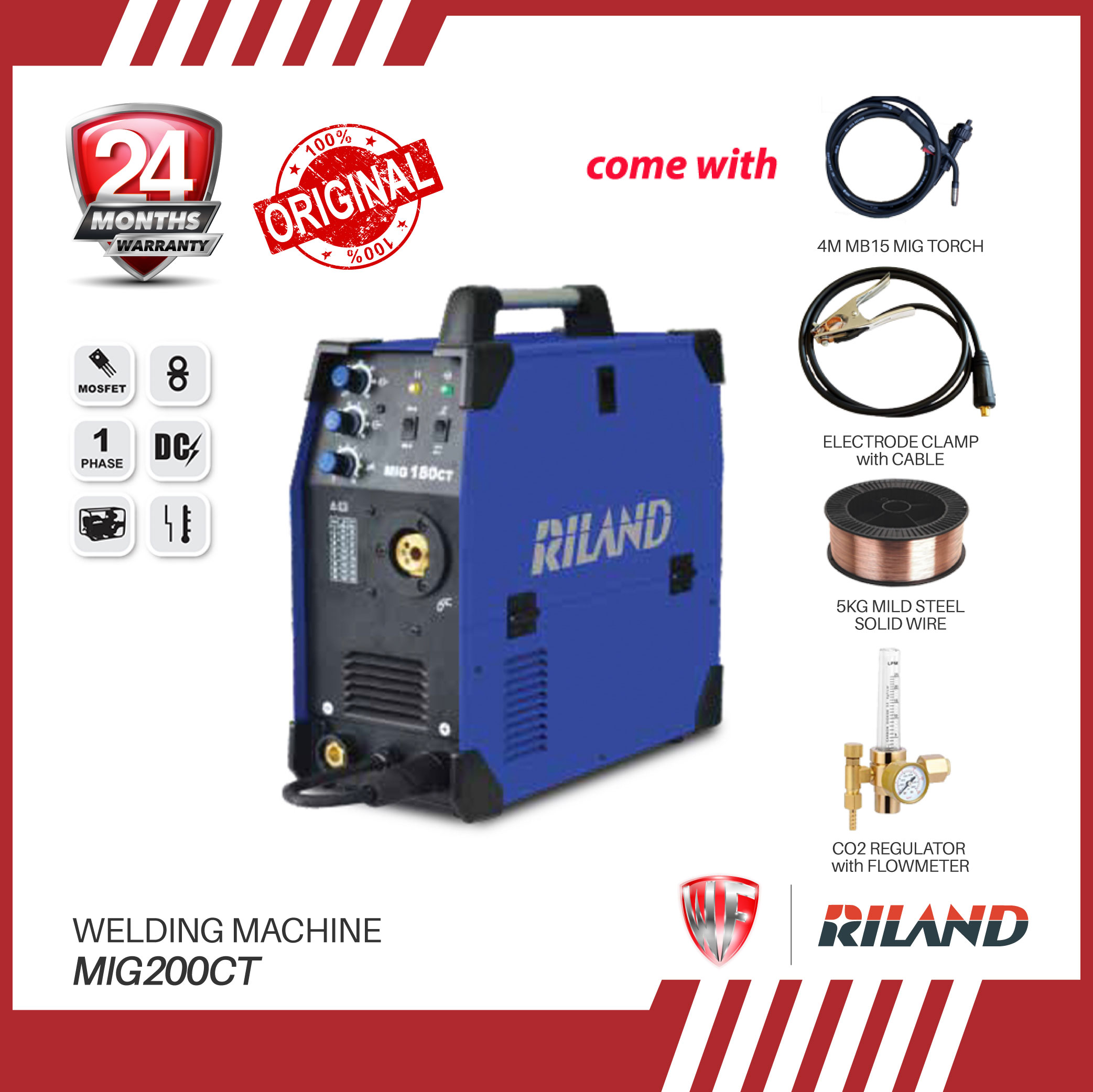 RILAND MIG 200CT 200A Welding Machine 2in1 FOC 1 FourGloves M & JETMAC