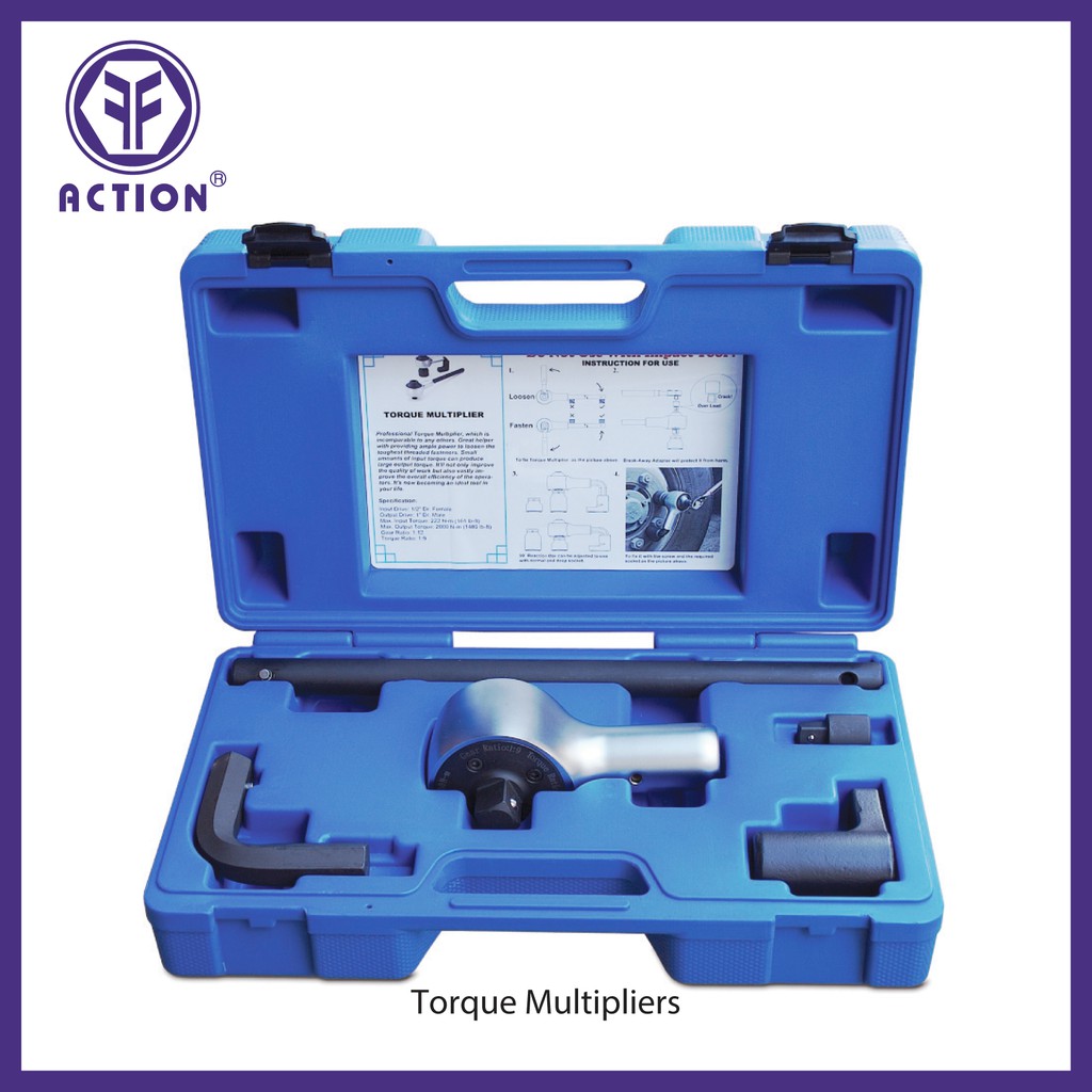 Action 1" Dr. Torque Multipliers with 90° Reaction Bar & Over Load Adapter Set (MT1012S