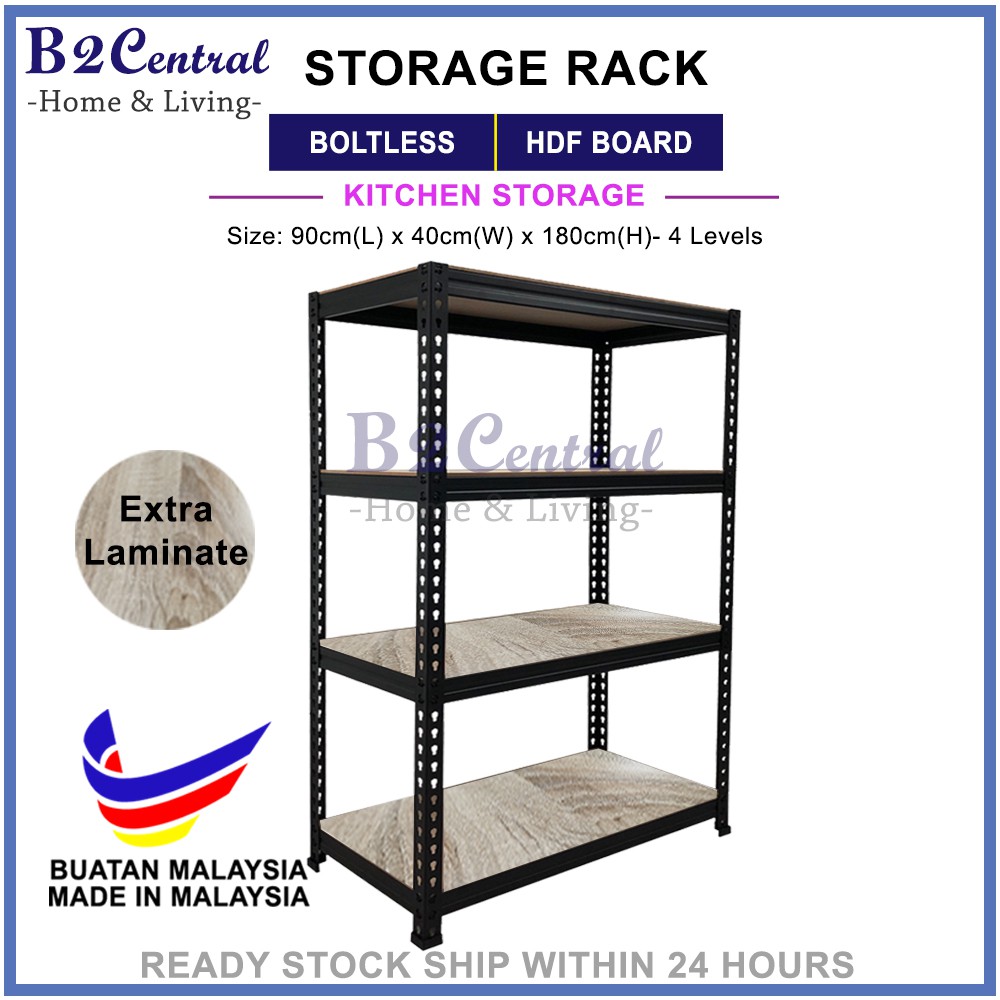4 Tier Boltless DIY Racking Storage Multi Purpose Racking Rak Dapur Storage Rak Warehouse Rak
