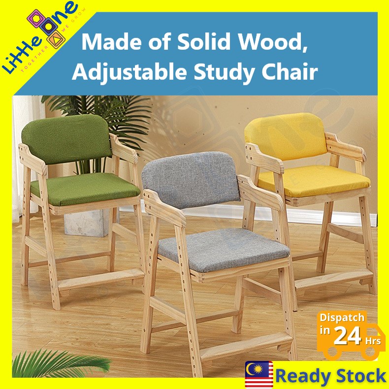 [Ready Stock] Solid Wood Kids Adjustable Chair (Dining & Study) Multipurpose Children Toddler