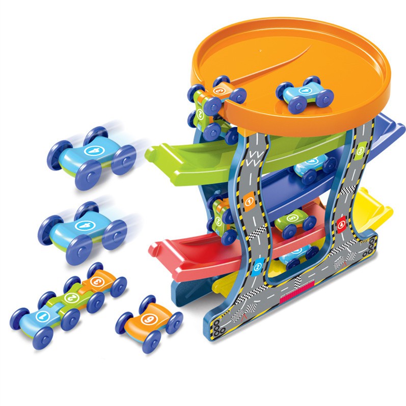 Gliding Car with Car Park 4 Layer Ladder Track Car Toys Children 4