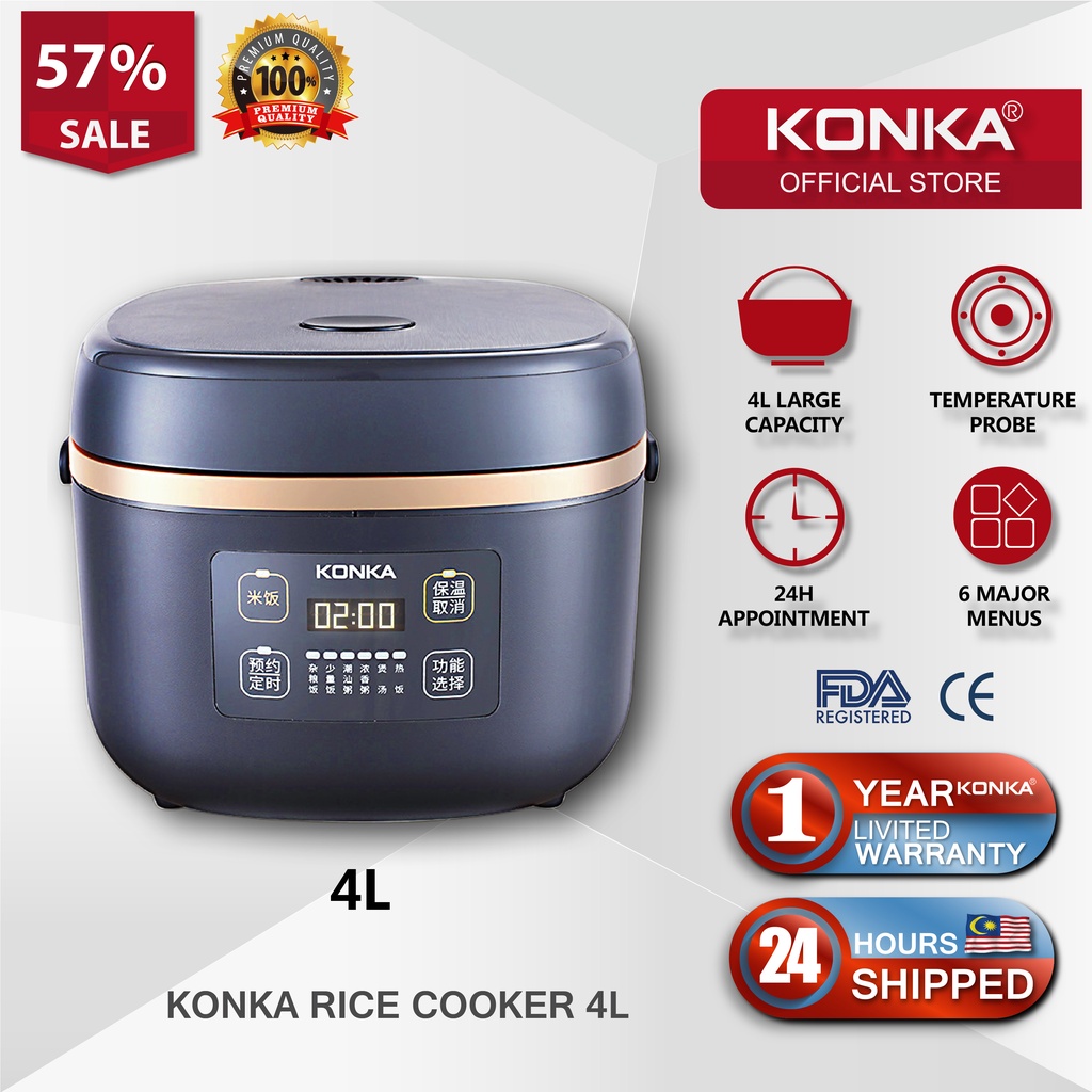 KONKA Smart Electric Digital Rice Cooker (4L) [50RM Coupon Ends August 31st] KRC40ZS20 Shopee