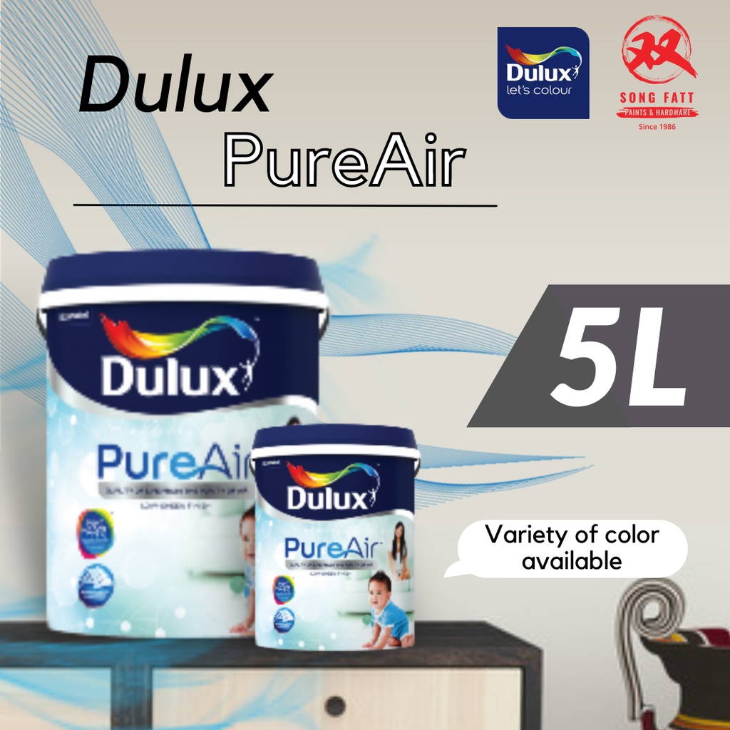 Dulux PURE AIR (WHITE/COLOUR) 5L Interior Easy Clean/AntiBac/Mold