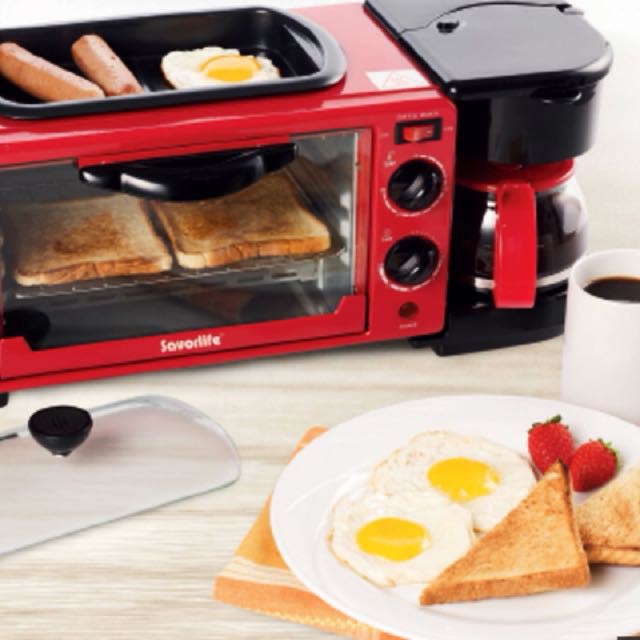 Savorlife 3 in 1 Breakfast Maker (Toaster Oven + Grill Pan + Coffee