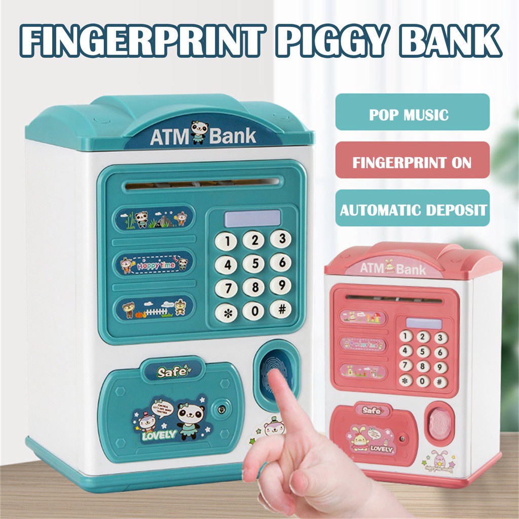 Electronic Piggy Bank, Atm Kids Password Savings Simulated Fingerprint