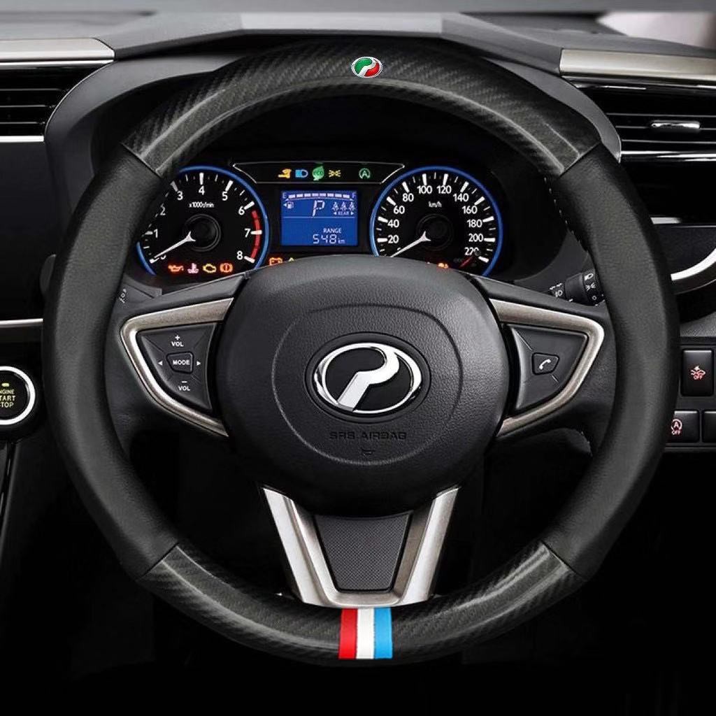 Perodua Carbon Fiber Leather Steering Cover axia myvi bezza aruz alza