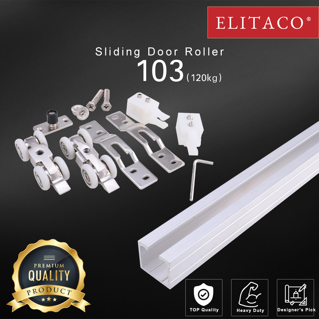 【ELITACO】120kg Sliding Door 103 Roller Aluminium Track Stainless Steel
