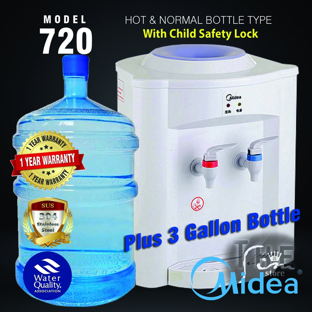 Midea Bottle Type Water Dispenser Hot & Normal Model 720 with 3 Gallon