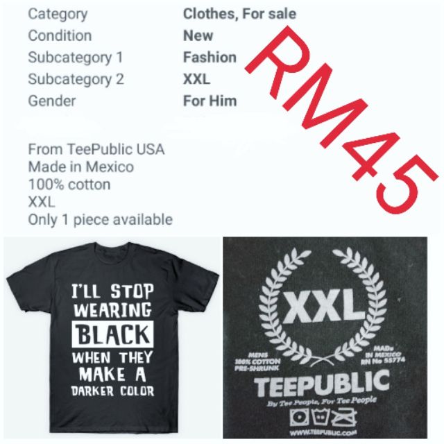Black tshirt XXL (men's tshirt) Shopee Malaysia