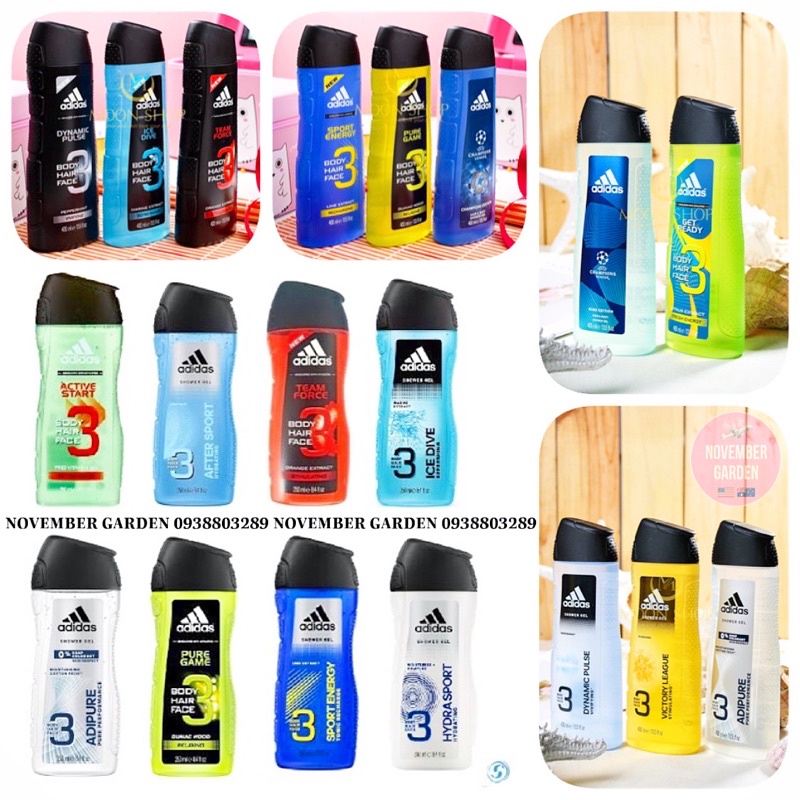 Adidas Men'S Shower Gel 3 IN 1 400ml Gel Mandian Adidas Lelaki 3