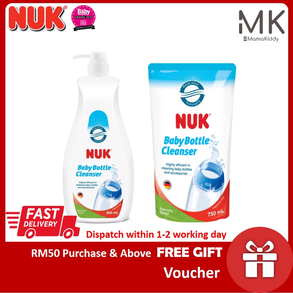 NUK Bottle Cleanser Naturally Based 950ml Bottle / 750ml Refill