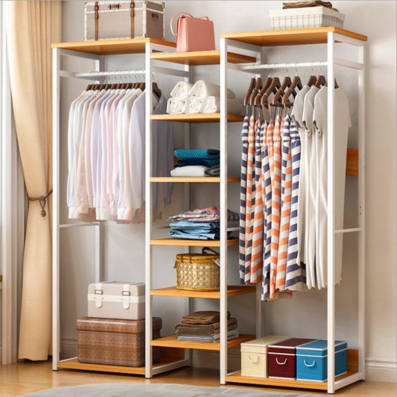 【Ready Stock Msia】Modern Style Simple Wooden Wood Cloth Hanger Wardrobe Storage Rack