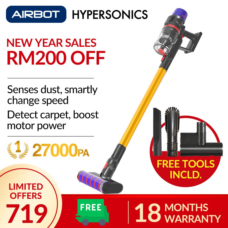 Airbot Hypersonics Gold Portable Canister Cyclone Handheld Cordless
