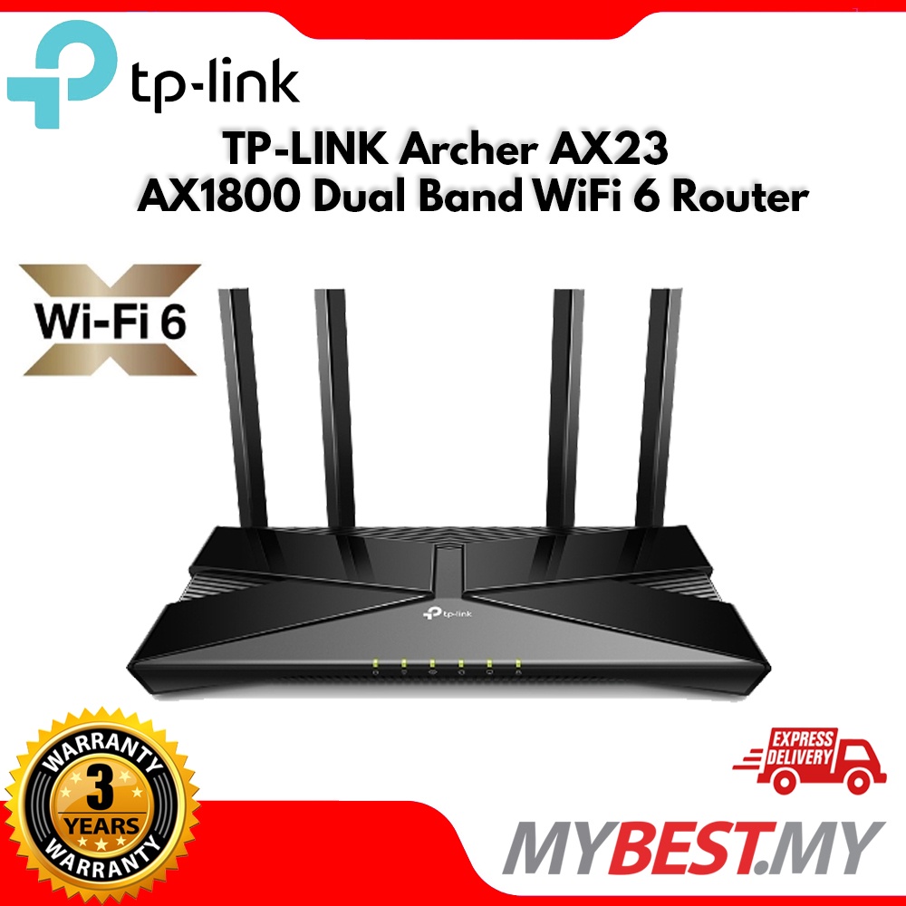 TPLINK Archer AX23 AX1800 Dual Band WiFi 6 Router For UniFi/Maxis/Time