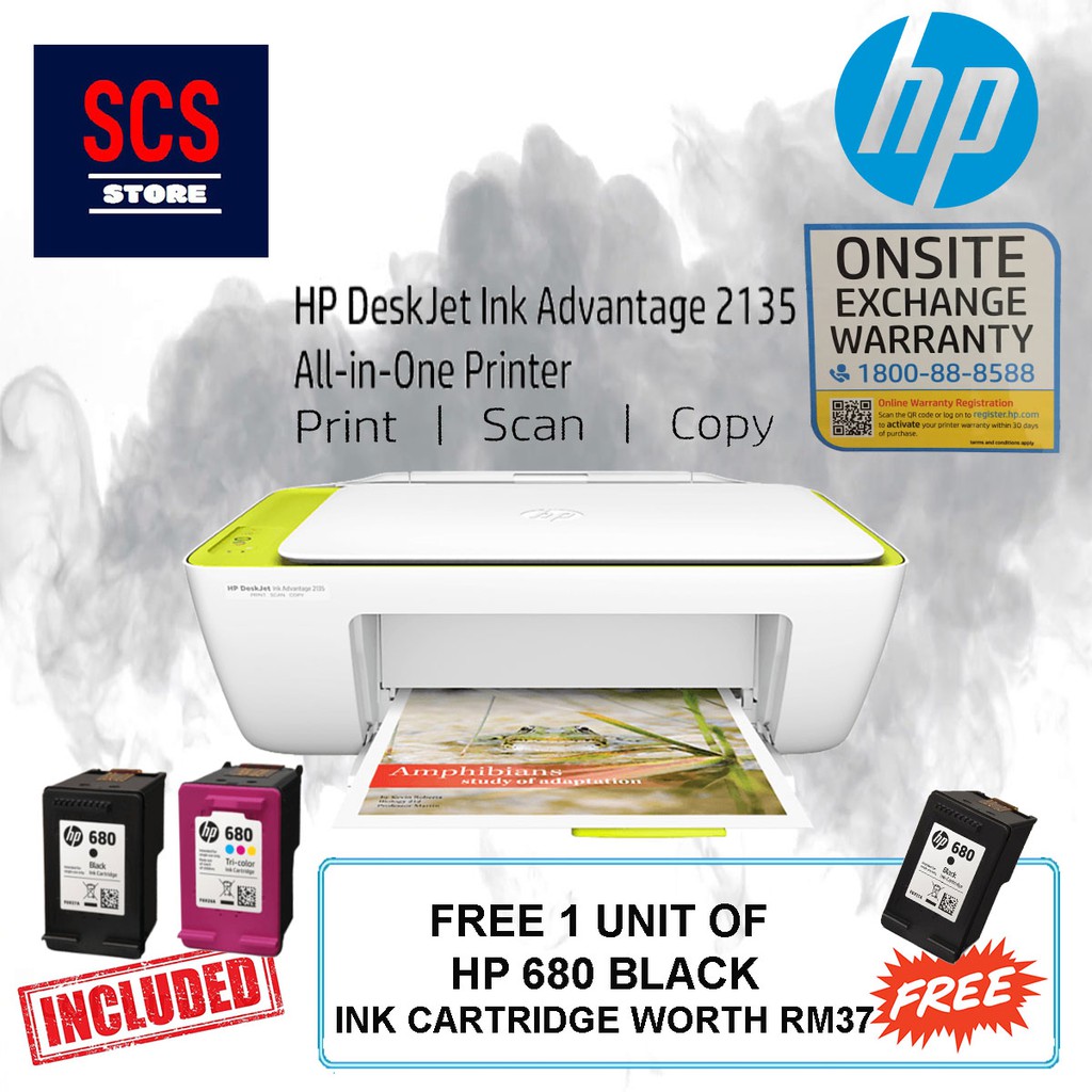 HP Deskjet Ink Advantage 2135 AllInOne Colour Printer Shopee Malaysia