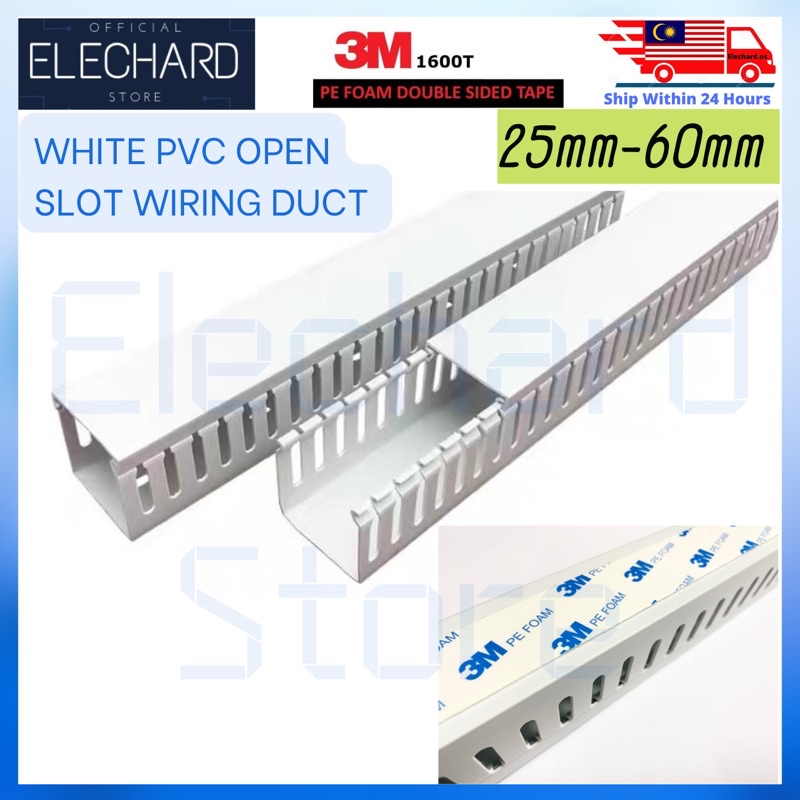 1 Meter White PVC Open Slot Wiring Duct Cable Trunking Shopee Malaysia