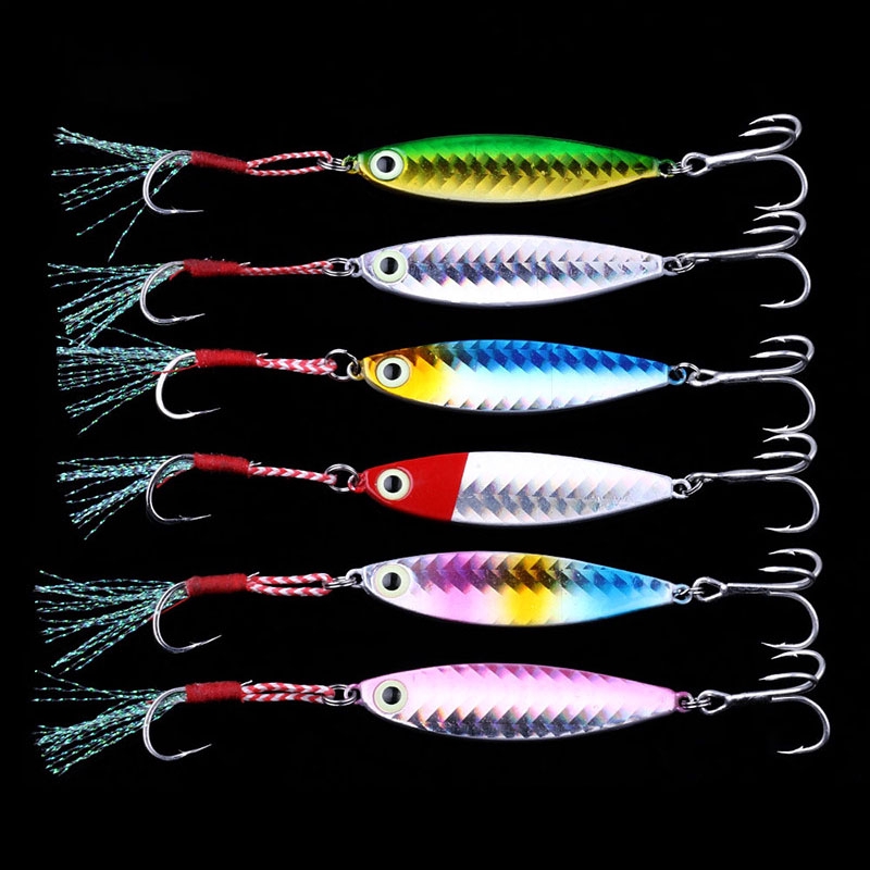 6PCS/SET Lead Vertical Jigs 7G/10G/15G/20G Saltwater Artificial Bait