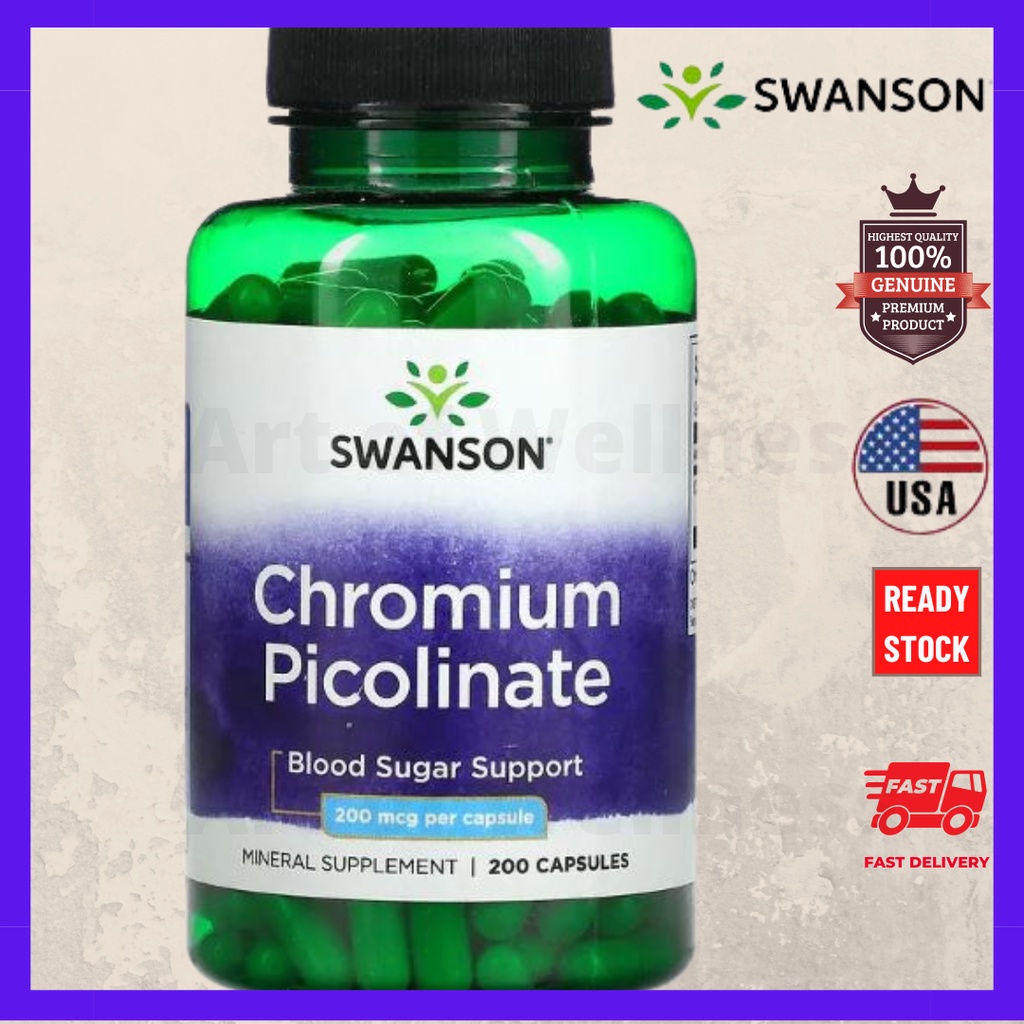USA Swanson Chromium Picolinate 200mcg, 200 Capsules Blood sugar