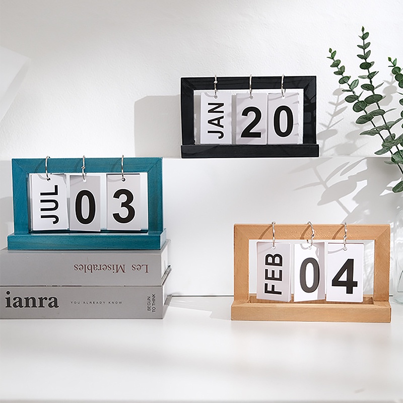 Wooden Page Turning Desk Calendar Nordic Creative Simple Standing