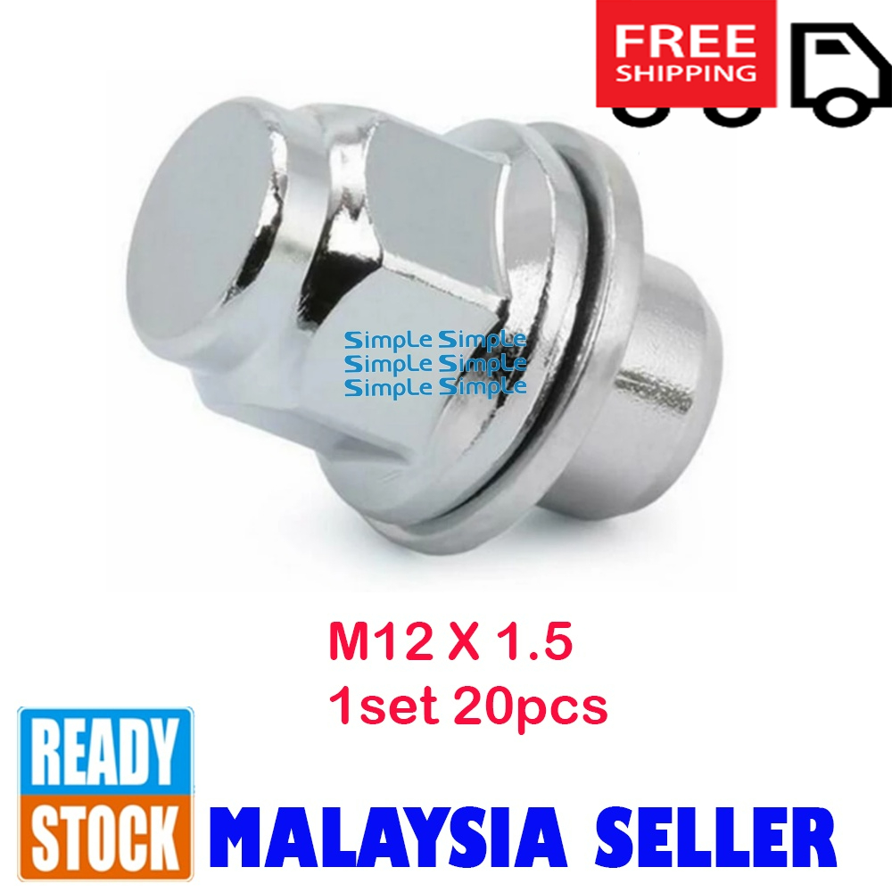 Toyota Mitsubishi Wheel Nut M12 x 1.5 Washer Wheel Nut Shopee Malaysia