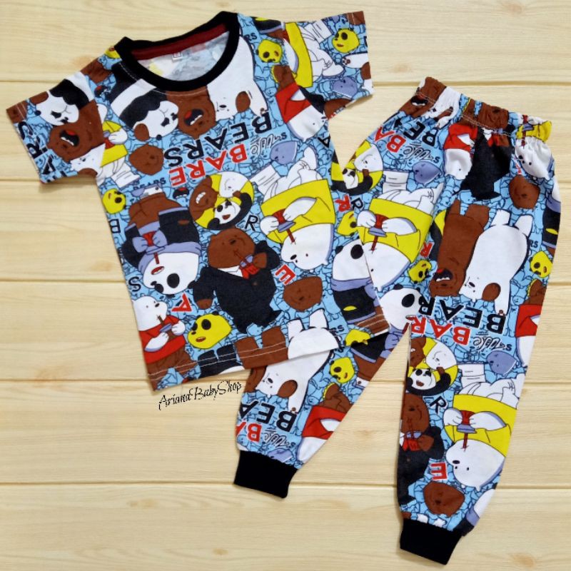 Ready stock! We bare bear pyjamas baby kids big mom dewasa cotton