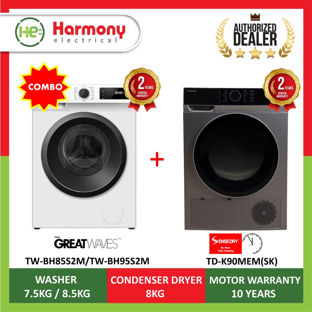 TWBH95S2M 8.5kg Front Load Washing Machine + TOSHIBA