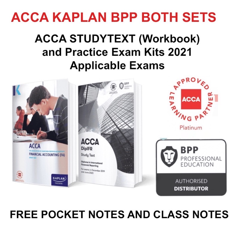 ACCA WORKBOOK, STUDYTEXT, PRACTICE EXAM KIT, POCKET NOTES SETS 2021