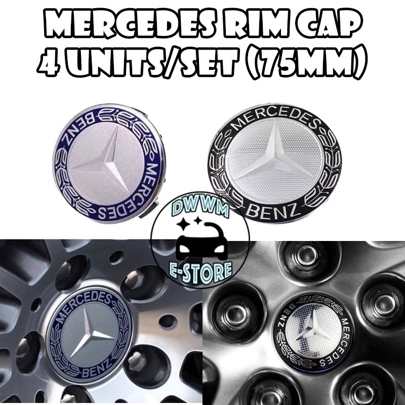 4pcs 75mm Mercedes Rim Wheel Center Cap Black Blue Car Styling Hub