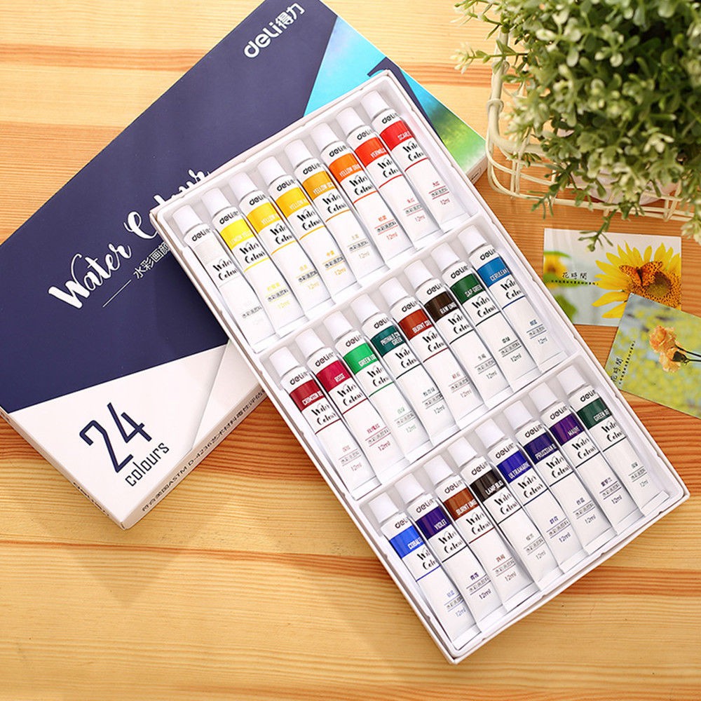 Deli Artist Grade Watercolor Paint Set 24 Colors Shopee Malaysia