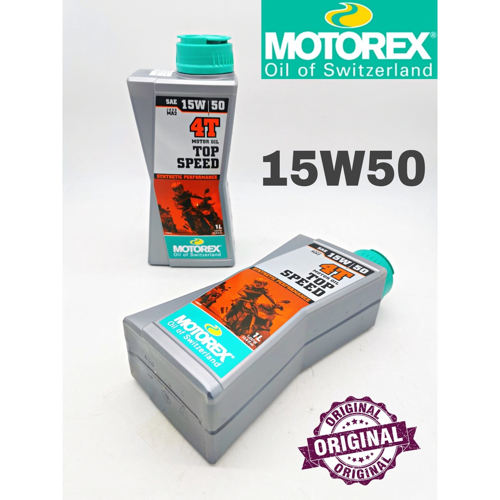 MOTOREX Top Speed 4T Engine Oil Liter 1L Minyak Hitam 15W50 Fully Synthetic KTM Enjin Duke 200