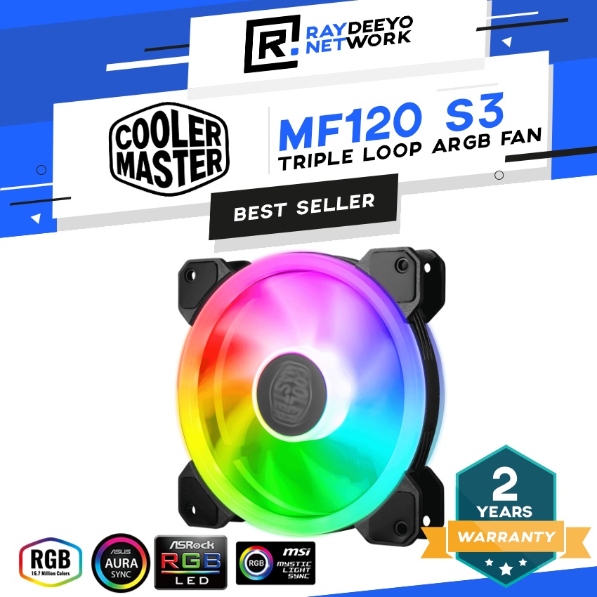 COOLER MASTER Masterfan MF120 S3 ARGB Case Fans [Tripleloop ARGB