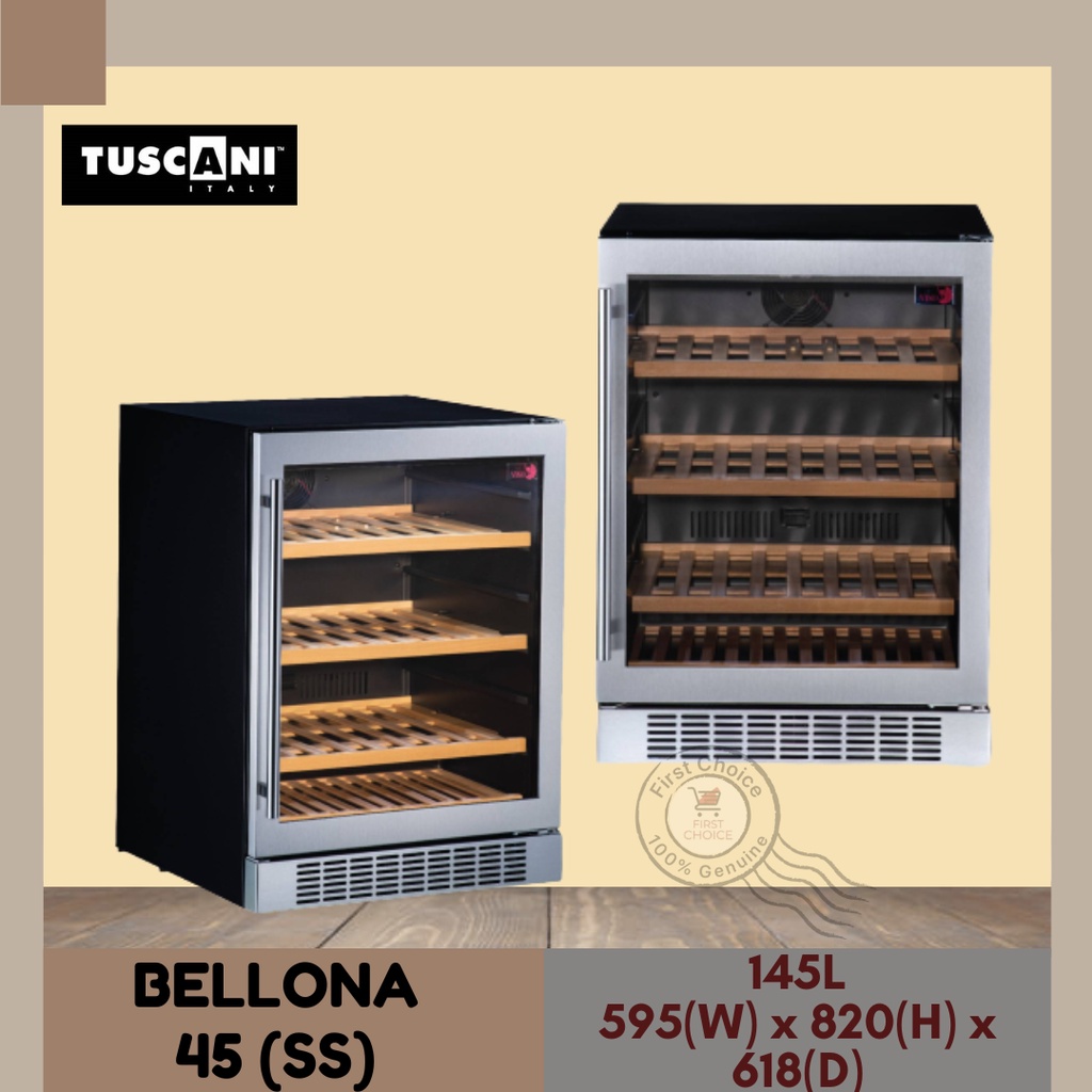 TUSCANI Wine Cooler BELLONA 45 (SS) 45 Bottles Wine Chiller Stainless