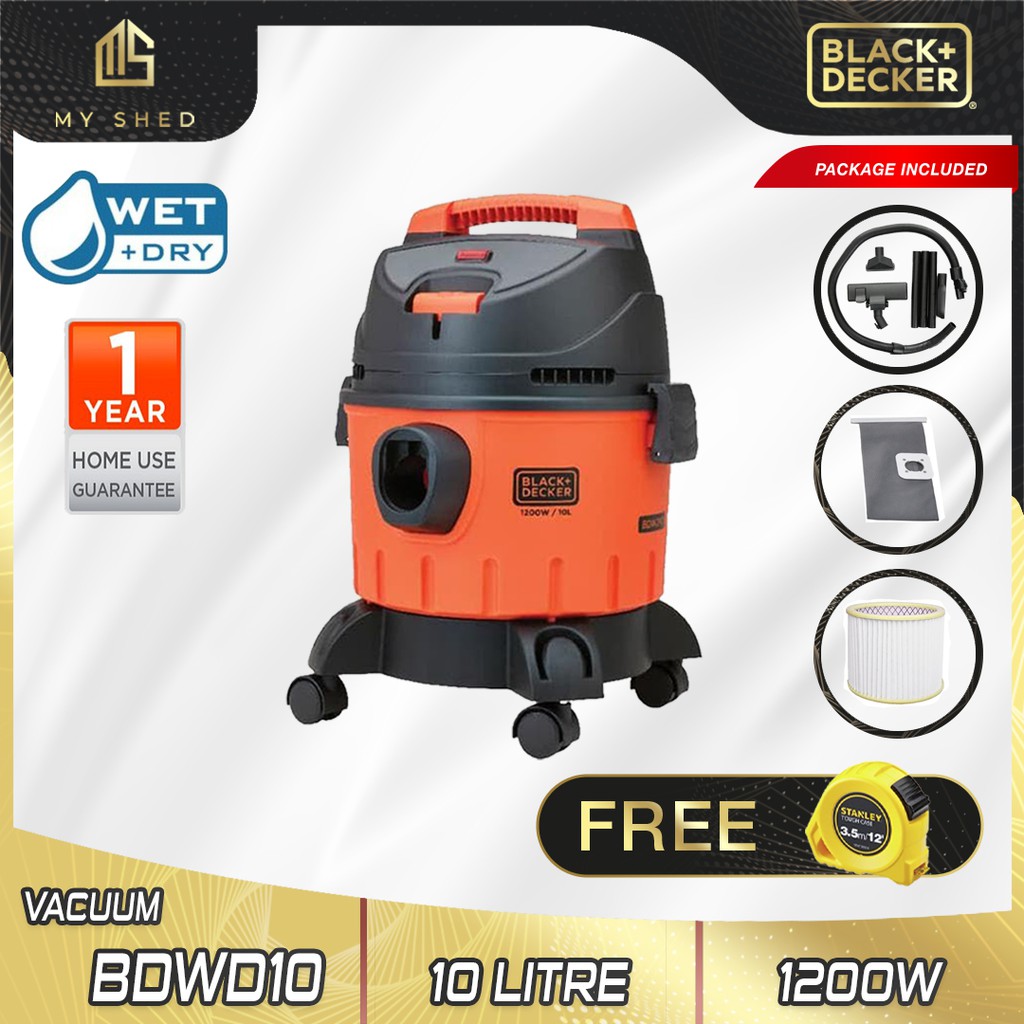 BLACK + DECKER BDWD10 1200W 10L WET & DRY Vacuum Cleaner Blower