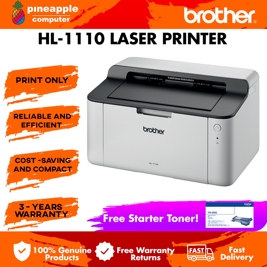 Brother HL1110 Monochrome Laserjet Printer Shopee Malaysia