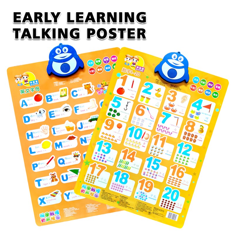 ⭐ Early Learning Electronic Talking Poster Alphabet Numeric Chart Penguin Toy, Abc & 123 Music Poster For Boys & Girls | Shopee Malaysia