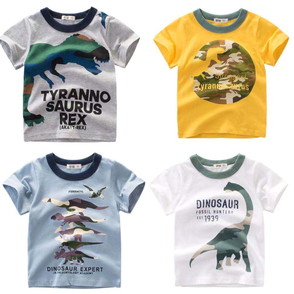 2020 New Dinosaur Printed Children Kids Tops Tshirt Short Sleeve
