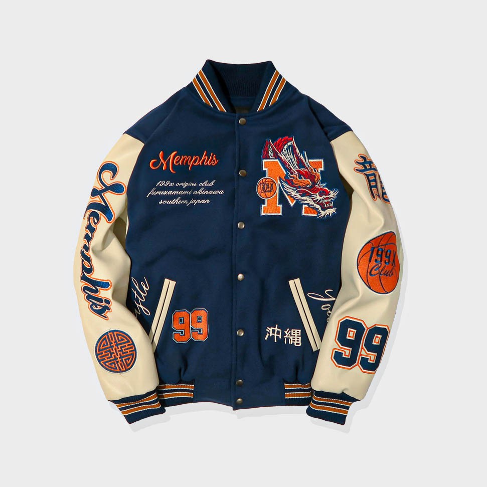 Varsity JACKET OKINAWA (blue) Shopee Malaysia