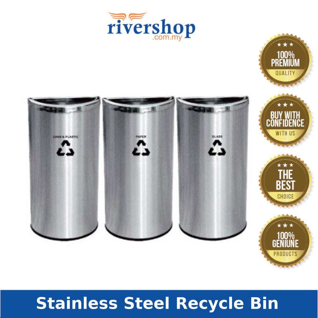 Stainless Steel Semi Round Open Top Bins Recycle229/SS Stainless Steel