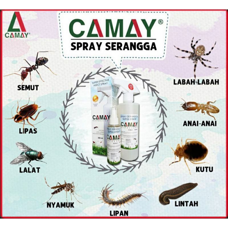 CAMAY REPELLENT*SPRAY SERANGGA NATURAL* KUTU SEMUT PEPIJAT LIPAS LIPAN