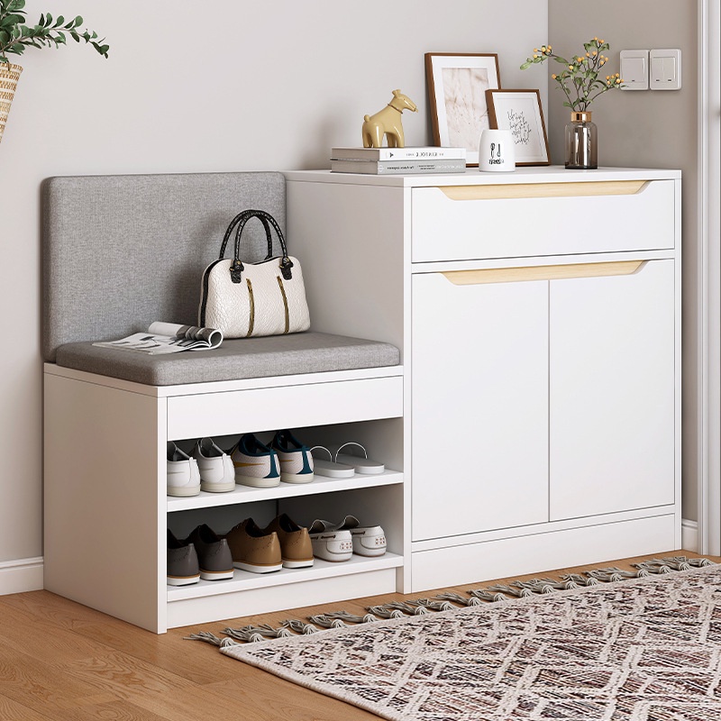 Ready Stock Shoe With Seat Wooden Large Capacity Entrance